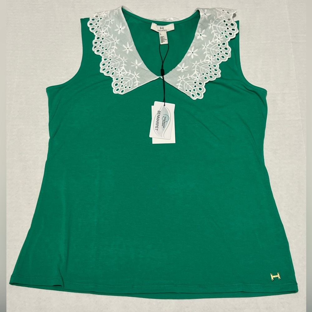 H by Halston -Womens Green Sleeveless Top Sz. SM